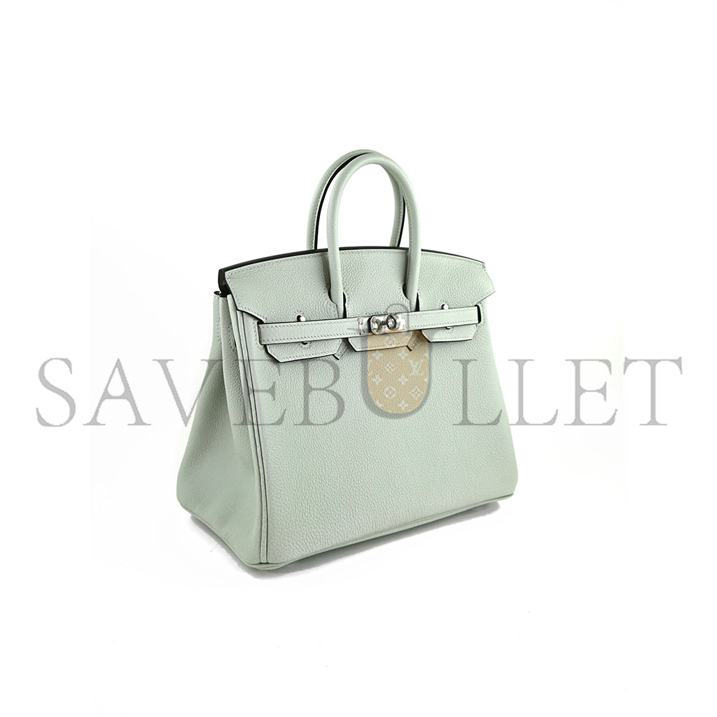 HERMES MASTER BIRKIN 20 TOGO LEATHER BUBBLE GREEN SILVER BUCKLE H028367CA12 (20*16*11cm)